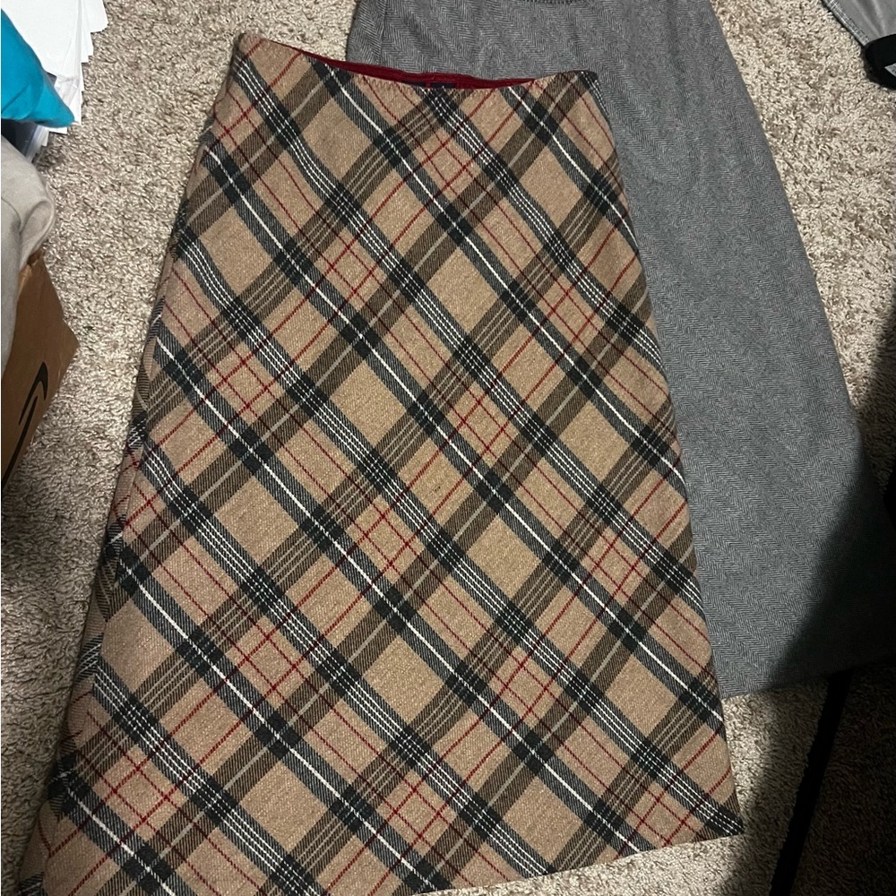 GAP Asymmetrical Plaid Skirts- Brown and Gray